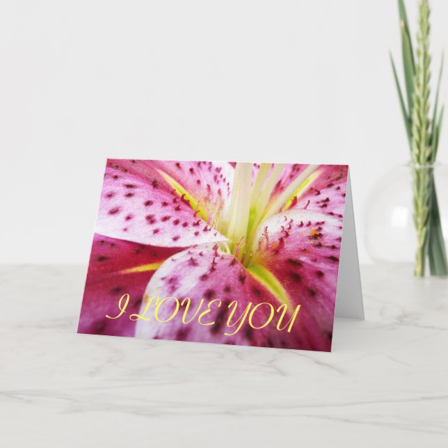 I Love You Stargazer Lily Card (Front)