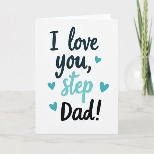 I Love You Step Dad Hearts Card