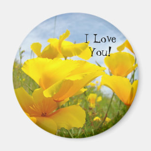 I Love You! stickers Orange California Poppies Magnet