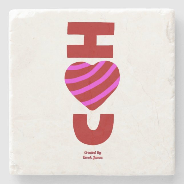 I Love You Stone Coaster (Front)