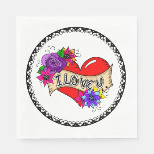 I Love You   Street Art Graffiti Urban Heart   Napkin