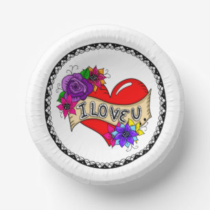 I Love You   Street Art Graffiti Urban Heart    Paper Plate