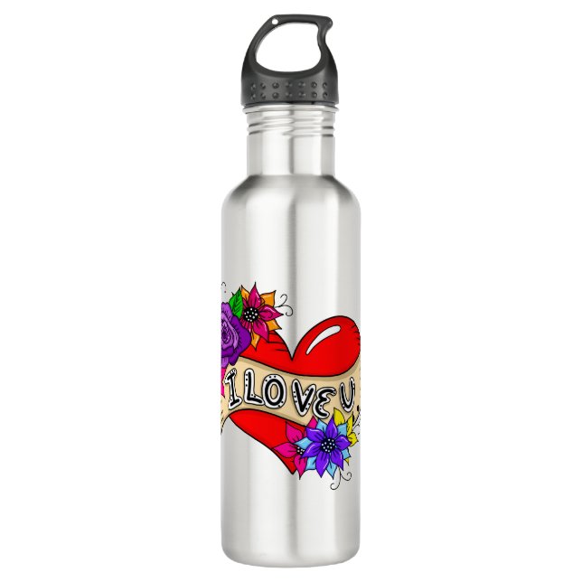 I Love You | Street Art Urban Heart    710 Ml Water Bottle (Front)