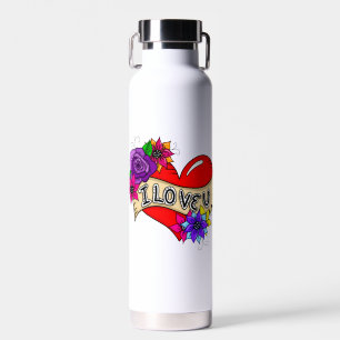 I Love You Street Art Urban Heart Water Bottle