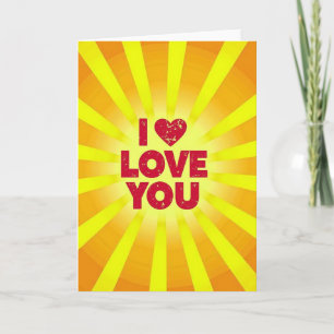 I Love You Sunburst Heart Card