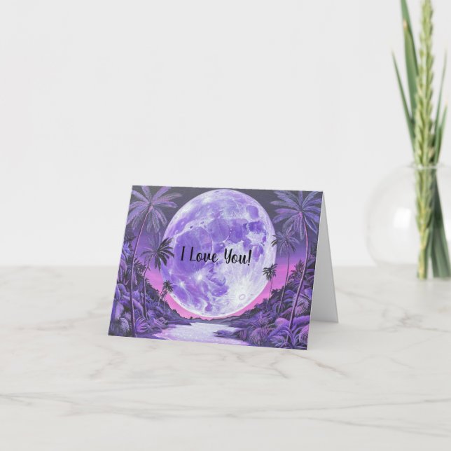 I Love You-Super Moon-Valentine's Day- Holiday Card (Front)