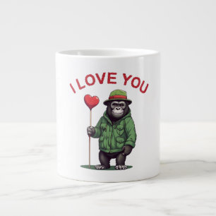 I Love You, süßer Gorilla mit roten Herzen Large Coffee Mug
