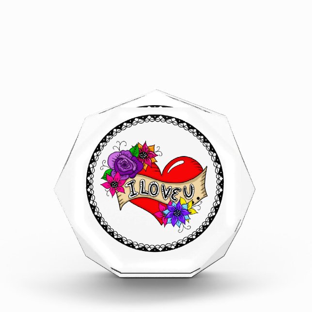 I Love You | Tattoo Heart Art    Photo Block (Front)