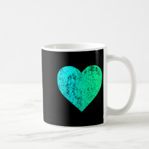 I Love You Teal Heart Distressed Valentine's Day  Coffee Mug