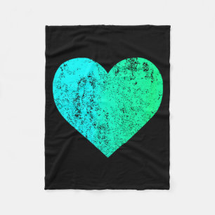 I Love You Teal Heart Distressed Valentines Day Fleece Blanket