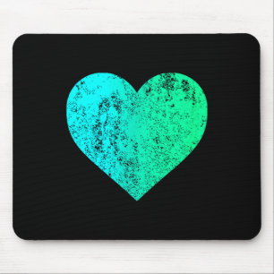 I Love You Teal Heart Distressed Valentine's Day Mouse Pad