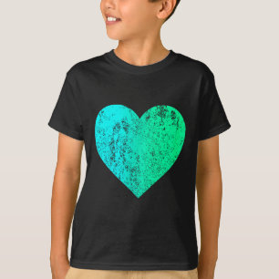 I Love You Teal Heart Distressed Valentine's Day T-Shirt