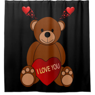 i love you teddy bear childrens showercurtain shower curtain