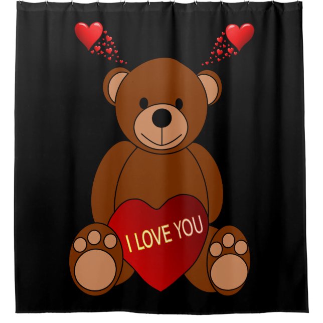 i love you teddy bear childrens showercurtain shower curtain (Front)
