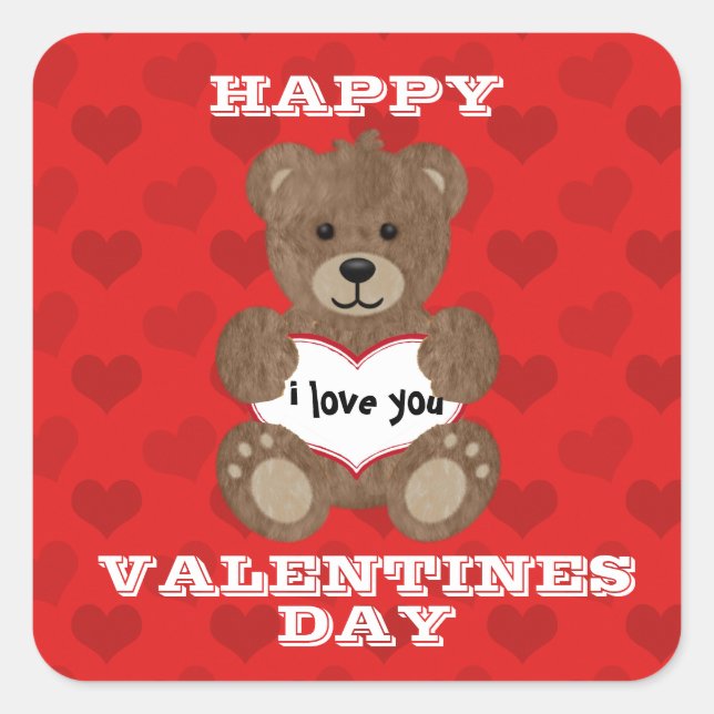 I Love You Teddy Bear Sticker (Front)