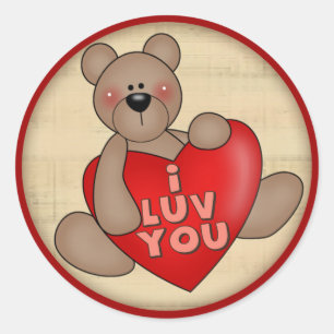 I Love You Teddy Bear T-shirts and Gifts Classic Round Sticker