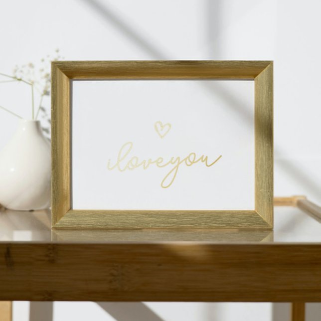 i love you TEXT GOLD HEART WALL Foil Prints (Creator Uploaded)