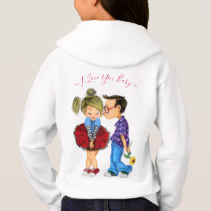 I Love You Text Hoodie Romantic Couple - Kiss