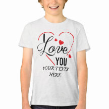 I Love You text with red heart shape graphic for V