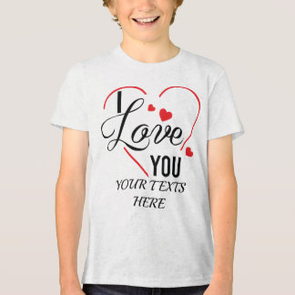 I Love You text with red heart shape graphic for V Tri-Blend Shirt