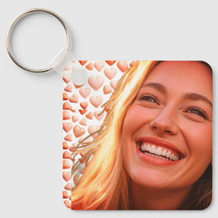 I Love You + The Bride With Hearts As a Background Key Ring