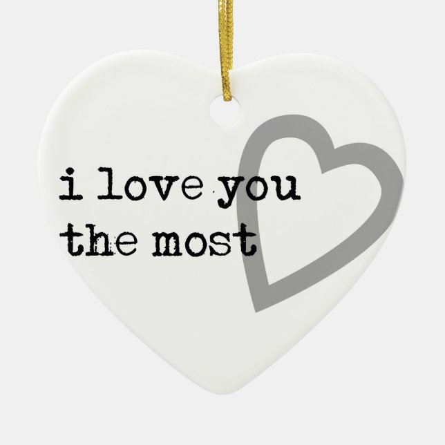 i love you the most cute heart ceramic tree decoration (Front)