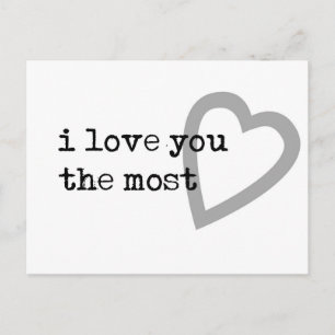 i love you the most cute heart postcard