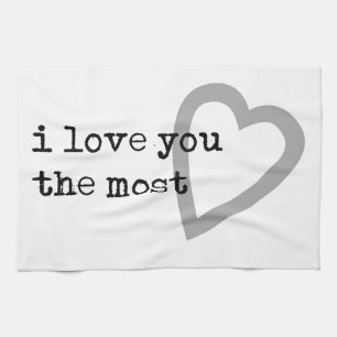 i love you the most cute heart tea towel