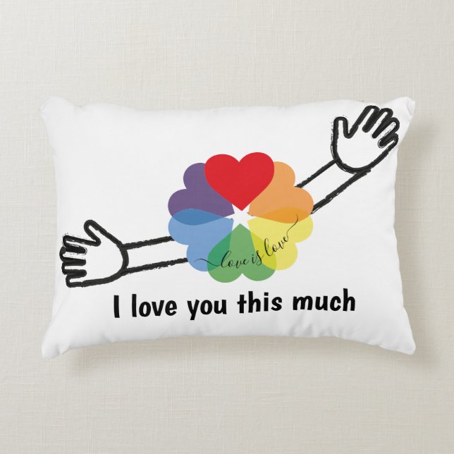 I Love You This Much Rainbow Heart  Decorative Cushion (Front)