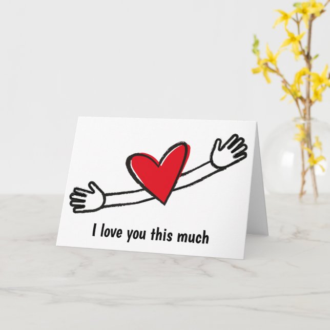 I Love You This Much Red Heart  Card (Yellow Flower)