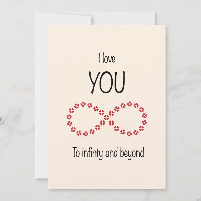 I love you to infinity and beyond Valentine Card (Front)