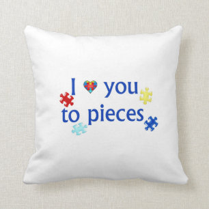 I Love You To Pieces Autism Puzzle Piece Pillow