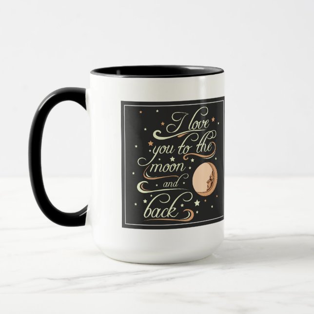 I Love You To The Moon And Back Black Mug (Left)