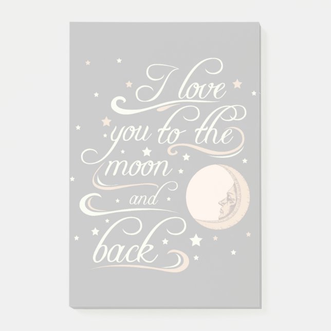 I Love You To The Moon And Back Black Post-it Notes (Front)