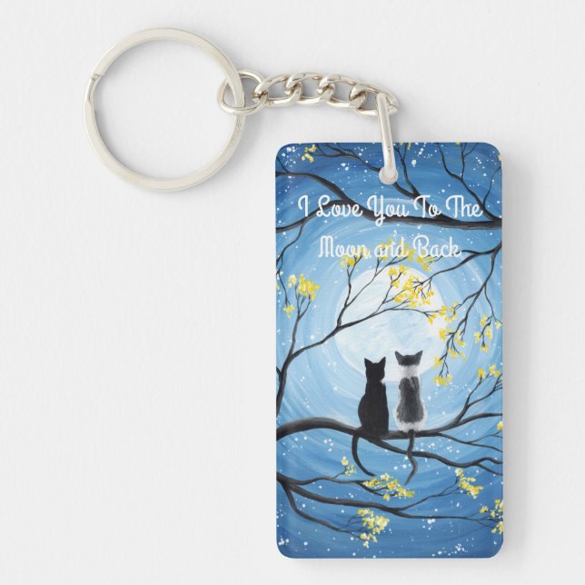 I Love You To The Moon and Back Cat Key Ring (Front)