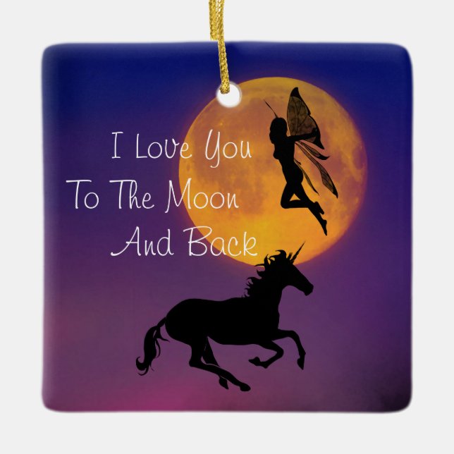 I Love You To The Moon And Back Ceramic Ornament (Front)