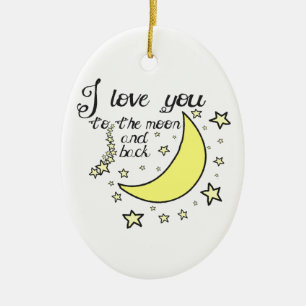 I love you to the moon and back ceramic tree decoration