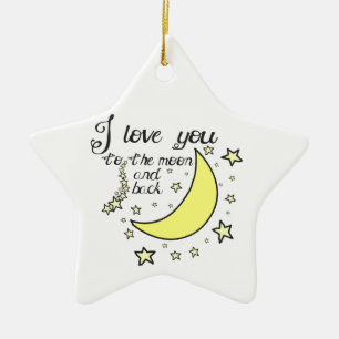 I love you to the moon and back ceramic tree decoration