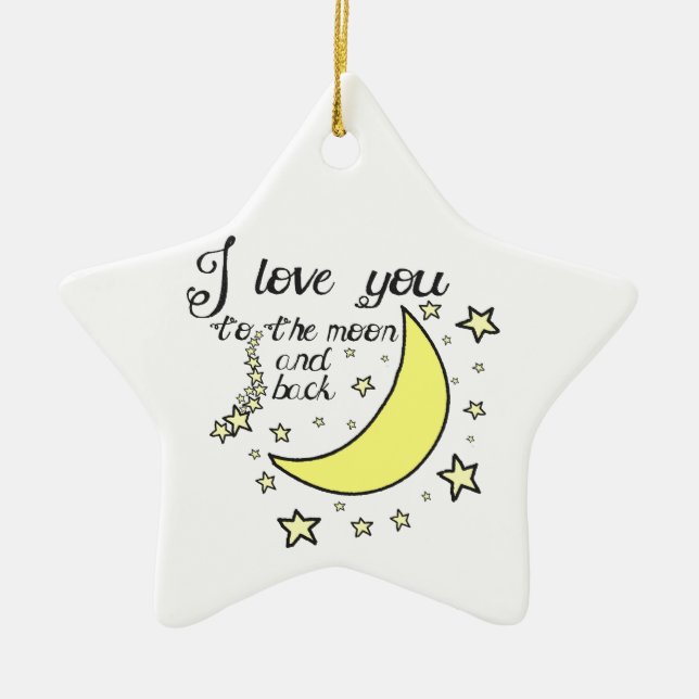 I love you to the moon and back ceramic tree decoration (Front)