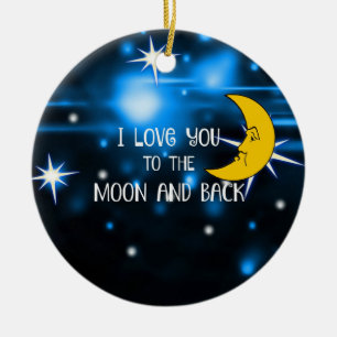 I Love You to the Moon and Back, colourful design Ceramic Tree Decoration