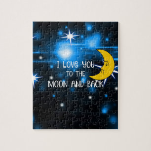 I Love You to the Moon and Back, colourful design Jigsaw Puzzle