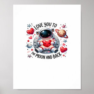 I Love You To The Moon And Back Cute Astronaut Lov Poster