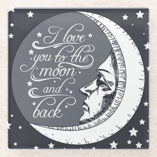 I Love You To The Moon And Back Glass Coaster (Front)