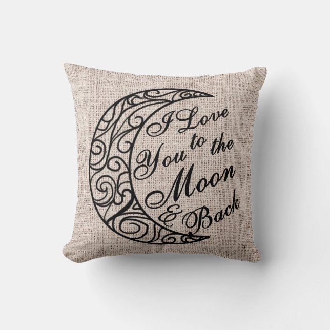"I Love You To The Moon and Back" Home Decor Cushion (Front)