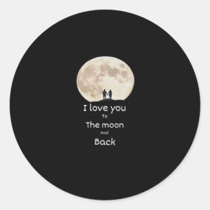 I Love You To The Moon And Back Minimal Design  Classic Round Sticker
