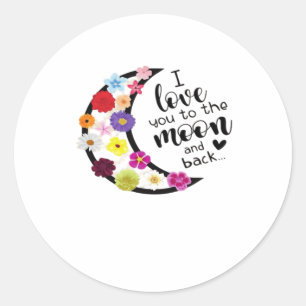 I Love You To The Moon And Back Modern Aesthetic D Classic Round Sticker