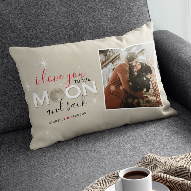 I Love You to the Moon and Back | Names & Photo Lumbar Cushion (Creator Uploaded)