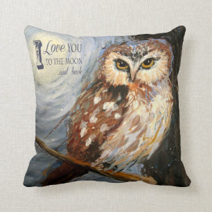 I Love You to the Moon and Back Owl Pillow