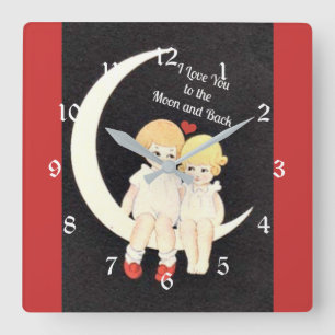 I Love You to the Moon and Back, popular design Square Wall Clock