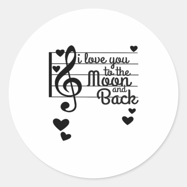 I Love You To The Moon And Back Repeating Love Quo Classic Round Sticker (Front)